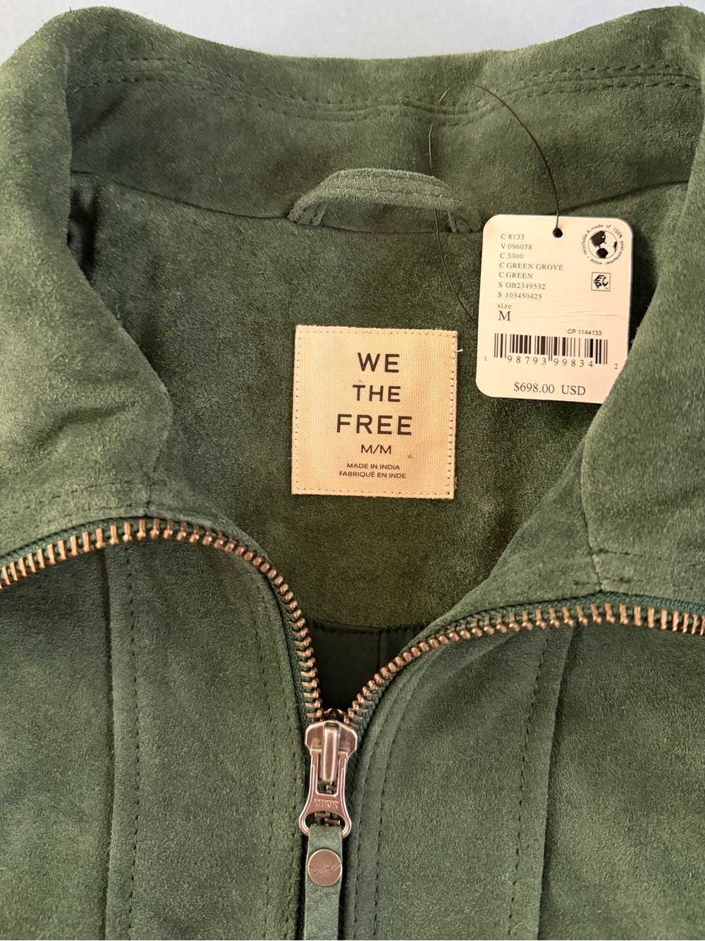 NWT Free People We The Free Desert Moon Green Grove Suede Bomber Jacket - Picture 9 of 10